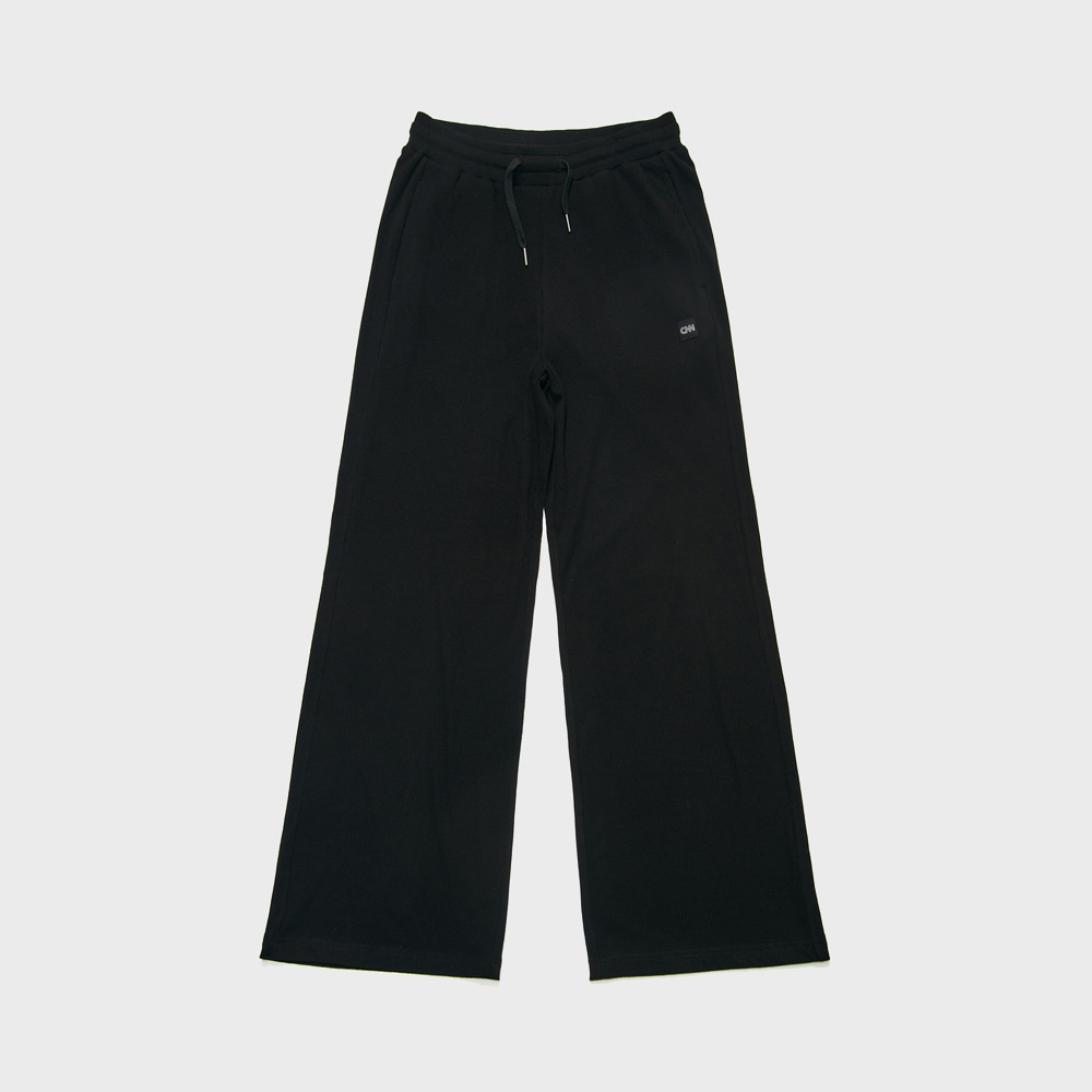 STYLE WOMAN RIBBED WIDE PANTS BLACK