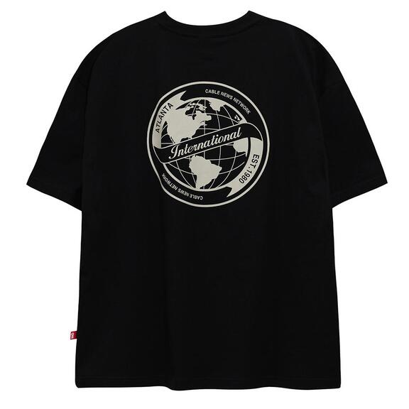 트래블 시티 EARTH 그래픽 반팔 티셔츠 BLACK